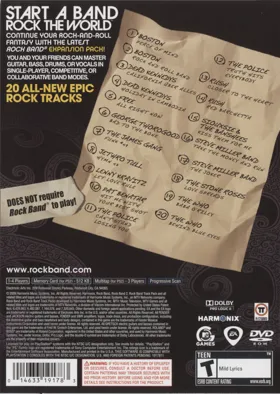 Rock Band Track Pack - Classic Rock box cover back